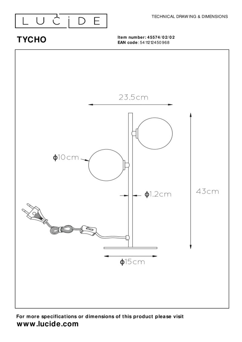 Lucide TYCHO - Stolná lampa - 2xG9 - Matt Gold / Mosadz